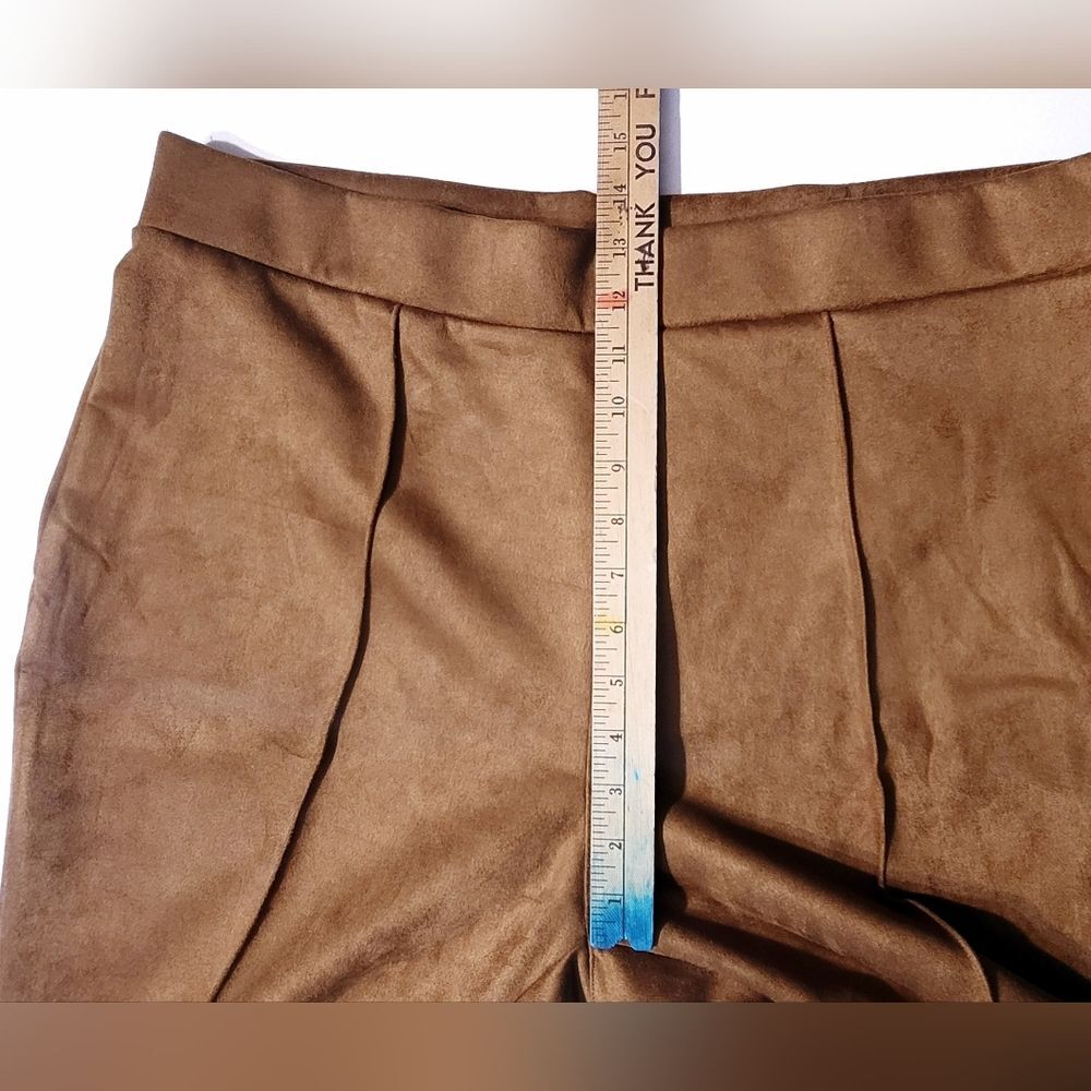 Matty M Women's XXL High Rise Bootcut Faux Suede Stretch Pants Spice Brown NWT - Picture 12 of 13
